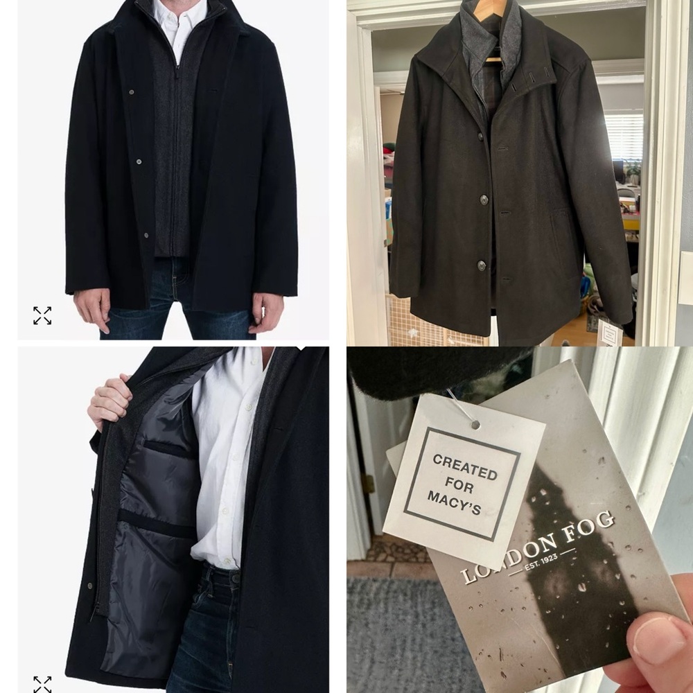 NWT London Fog Men's Wool-Blend Car Coat SIZE S